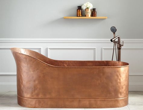 Trending on Remodelista: Modern Eclectics Copper Soaking Tub, Copper Bathtub, Slipper Tub, Slipper Bathtub, Freestanding Tubs, Pedestal Tub, Soaking Tubs, Copper Tub, Slipper Tubs