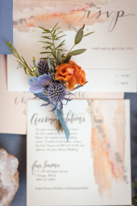 Bohemian Wedding Inspo with Macrame, Lace, and Color Galore! | The Perfect Palette Orange Boho Wedding, Blue Orange Weddings, Orange Boutonniere, Deco Pastel, Rusting Wedding, Orange Bouquets, Orange Wedding Flowers, Macrame Lace, Chicago Wedding Venues