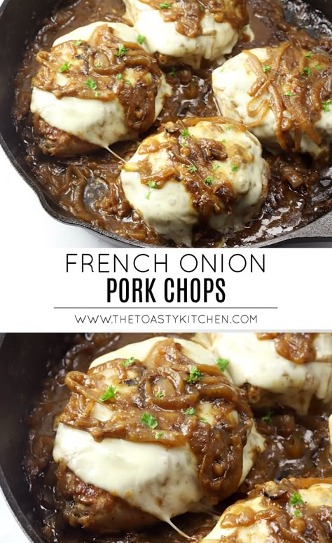 Onion Pork Chops, French Onion Pork Chops, Thick Cut Pork Chops, Pork Steak Recipe, Dinner Pork, Veal Recipes, Pork Chop Dinner, Glazed Pork Chops, Juicy Pork Chops