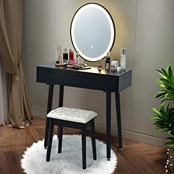 Vanity Makeup Table, Dressing Table Stool, Beauty Station, Makeup Dressing Table, Vanity Table Set, Wooden Vanity, Small Vanity, Lighted Mirror, Vanity Makeup