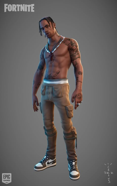 Travis Scott Fortnite Skin, Travis Scott Fortnite Wallpaper, Fortnite Travis Scott, Spider Gwen Comics, Fortnite Halloween, Travis Scot, Fortnite Character, Gaming Profile Pictures, Groot Rocket