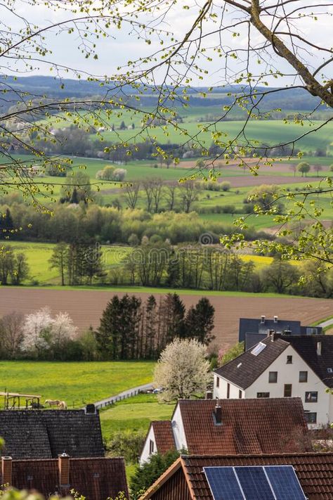 Beautiful rural landscape in spring, land North Rhine-Westphalia, Germany stock image North Rhine Westphalia, Rural Landscape, Agriculture, Stock Images, Germany, Forest, Green