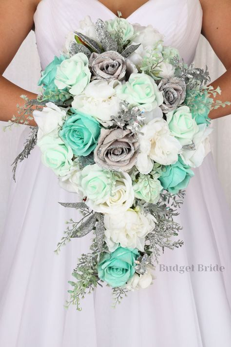 Winslow Collection #2021181 - $45 - $280 Mint Green Bridal Bouquet, Seafoam Green And Grey Wedding, Mint And Grey Wedding, Grey And Turquoise Wedding, Mint And Silver Wedding, Seafoam Green Wedding Theme, Seafoam Green Wedding Colors, Mint Wedding Colors, Teal And Silver Wedding