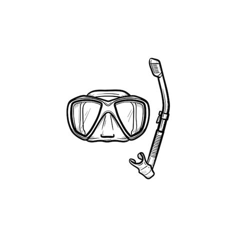 Dive Mask Tattoo, Snorkeling Tattoo Ideas, Scuba Mask Tattoo, Snorkel Tattoo, Snorkeling Drawing, Scuba Diving Drawing, Snorkel Drawing, Simple Scuba Diver Tattoo, Scuba Diving Doodle