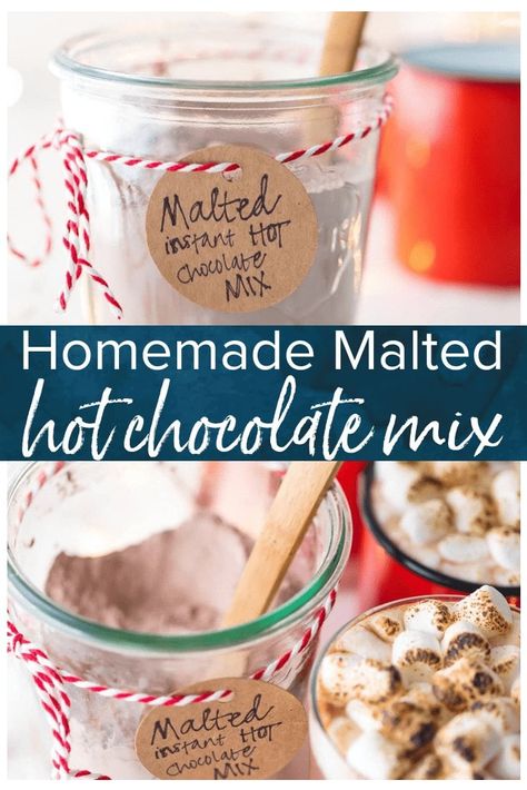 Hot Chocolate Mix Recipes Dry, Homemade Hot Chocolate Mix Recipe, Holidays Drinks, Malt Recipe, Best Hot Chocolate Recipes, Hot Cocoa Mix Recipe, Hot Chocolate Mix Recipe, Beverage Ideas, Homemade Christmas Gift