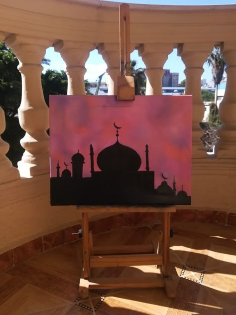 #ramadan #ramadannight #mosque #pink #orange #canvas #oilpainting Ramadan Special Painting, Ramadan Paintings Easy, Ramzan Painting Ideas, Ramadan Canvas Painting Ideas, Masjid Painting Islamic Art, Mosque Painting Easy, Ramadan Painting Canvas, Mosque Painting Islamic Art, Easy Islamic Paintings