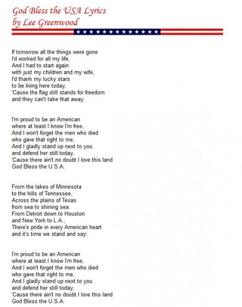 God Bless America Lyrics, Patriotic Songs, Lee Greenwood, Air Force Families, Patriotic Images, God Bless The Usa, Great Song Lyrics, Hobby Ideas, Inspirational Songs