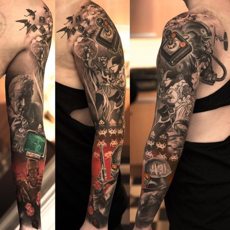 Forearm Sleeve Tattoo, Tattoo Games, Bob Tattoo, Ink Tattoo Ideas, Gary Taylor, Inked Guys, Tech Tattoo, Video Game Tattoos, Tattoo Sites