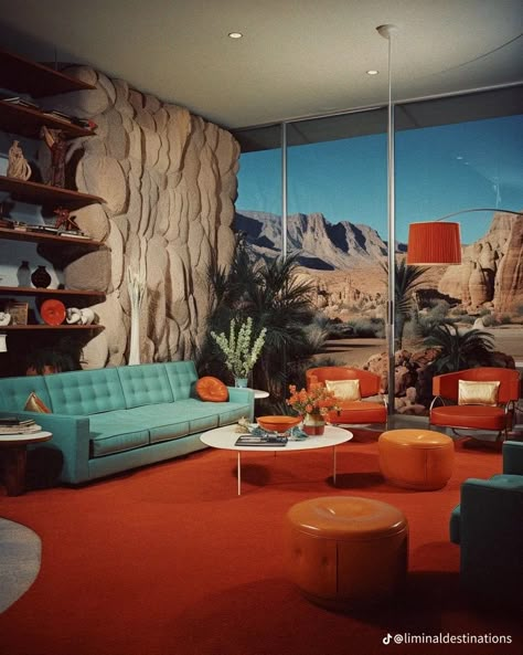 Aesthetic Red Room, 70s Interior Design Mid Century Modern, 60s Apartment, 70s Interior Design Retro, 70s Living Room, Vintage Palm Springs, 60s Interior, 70s Interior Design, 80s Interior Design