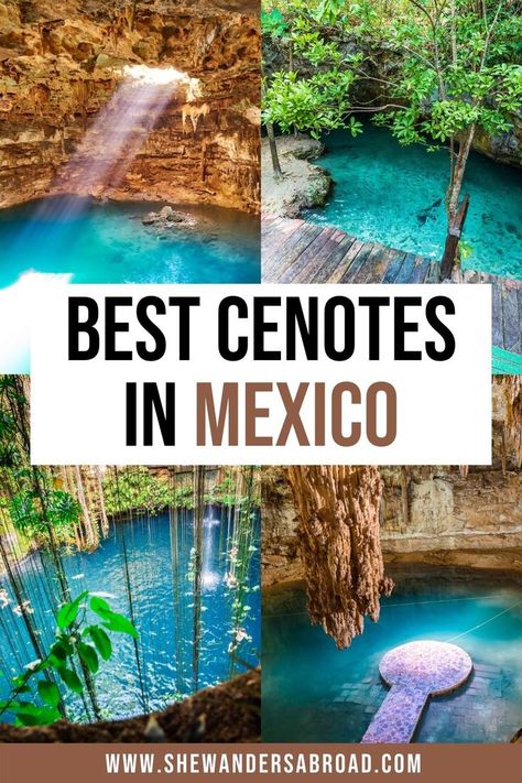 Lurking beneath the lush jungle and colorful beach towns, Mexico is home to countless cenotes. Here are the best cenotes in Yucatan you absolutely can't miss! | Mexico travel tips | Mexico travel guide | Cenotes Mexico | Cenotes des Yucatan | Cenote Suytun | Cenote Calavera | Cenote Azul | Cenote Ik Kil | Cenote Dos Ojos | Gran Cenote Tulum | Cenote Oxman | Top cenotes near Tulum | Cenotes near Valladolid | Cenotes Cancun | Cenotes Playa del Carmen | Best cenotes for diving | Mexico aesthetic Cenotes Cancun, Mexico Cenotes, Tulum Cenotes, Cenotes Mexico, Cenotes Tulum, Mexico Travel Guides, Beach Towns, Mexico Beach, Cozumel