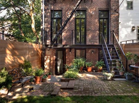 French Doors With Transom, Brownstone Interiors, Brownstone Homes, Parlor Floor, Modern Deck, Brooklyn Brownstone, Garden Floor, Row House, Second Story