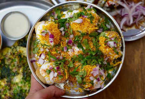 Asheville - Chai Pani Chai Pani, Sev Puri, Pani Puri, Chaat Recipe, India Food, Indian Street Food, Fun Easy Recipes, Indian Snack Recipes, Indian Snacks