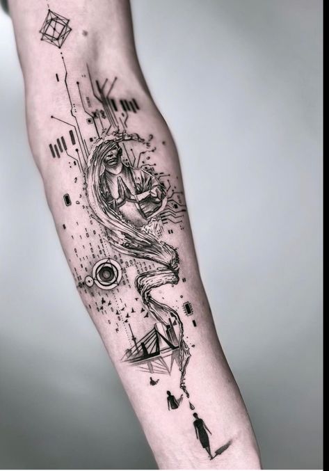 Special Tattoos, Geometry Tattoo, Geometric Tattoo Design, Spiritual Tattoos, Space Tattoo, Grey Tattoo, Elegant Tattoos, Tree Tattoo, Fine Line Tattoos