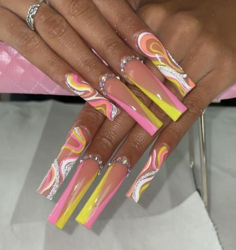 Nail 2023 Spring, Categories Design, Nail Marble, Ongles Bling Bling, Nail 2023, Marble Nail, Long Acrylic Nail Designs, Glamour Nails, Long Nail