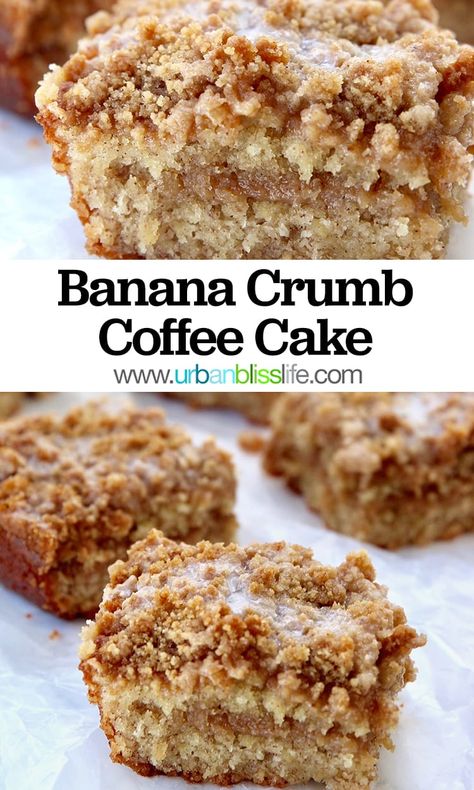 Banana Crumb Coffee Cake, Banana Coffee Cake, Crumb Coffee Cakes, Banana Coffee Cakes, Resipi Kek, Coconut Dessert, Banana Coffee, Coffee Cake Recipe, Mini Sandwiches