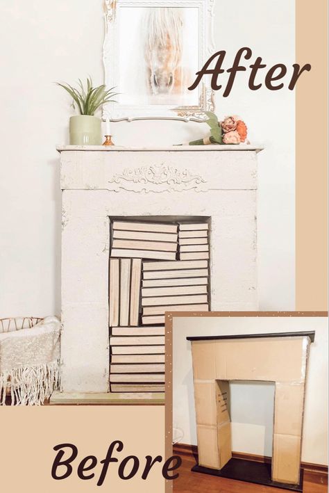 Diy Fireplace From Cardboard, Diy Mantel Fireplace Cardboard, Diy Mantle Cardboard, Diy Cardboard Party Decor, Faux Fireplace Diy Cardboard Christmas, Fake Fireplace Cardboard, Diy Fireplace Cardboard, Cardboard Mantle, Make Your Own Fireplace