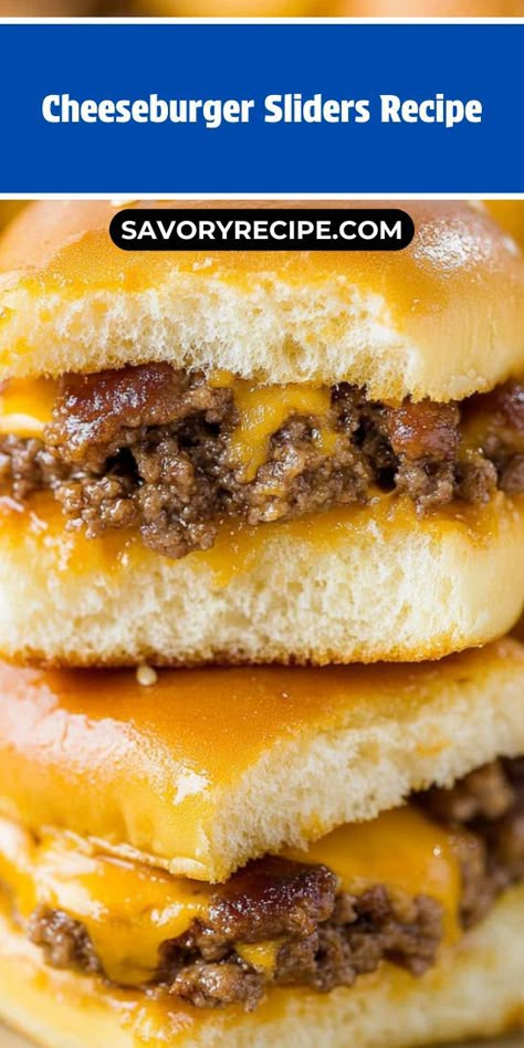 Indulge in these mouthwatering cheeseburger sliders made with juicy ground beef! Perfect for parties or game day, these mini burgers are easy to prepare and packed with flavor. Serve with your favorite toppings and watch them disappear. A must-try recipe for any ground beef lover! Best Hamburger Slider Recipe, Krystal Burgers Recipe Sliders, Easy Hamburger Sliders, Ground Beef Appetizer Recipes, Cheeseburger Sandwiches, Cheese Burger Sliders, Sliders Recipes Hamburger, Easy Cheeseburger Sliders, Krystal Burger