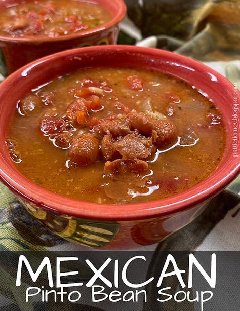 Olla-Podrida: Mexican Pinto Bean Soup Mexican Bean Soup Crockpot, Pinto Beans Soup, Mexican Pinto Bean Soup, Bean Soup Crockpot, Mexican Bean Soup, Mexican Pinto Beans, Pinto Bean Soup, Beans Soup, Soup Crockpot