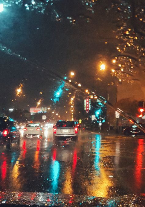 Cars Driving on Asphalt Road during Rainy Night · Free Stock Photo Rain At Night, Rain Aesthetic, Rainy City, Night Rain, Traffic Lights, Late Night Drives, Rainy Night, Night Vibes, Night Photos