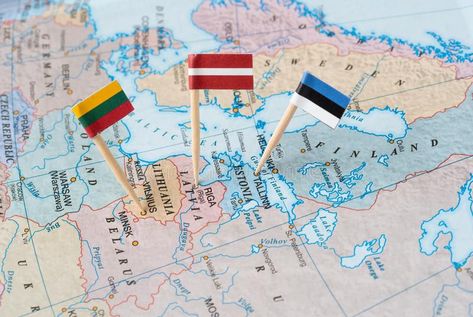 The Baltic states map with flag pins. Paper flag pins of three Baltic states - L #Sponsored , #AFFILIATE, #paid, #states, #Paper, #pins, #Baltic Maps Aesthetic, Baltic States, United States Map, Flag Pins, State Map, Technology Logo, Latvia, Lithuania, Estonia