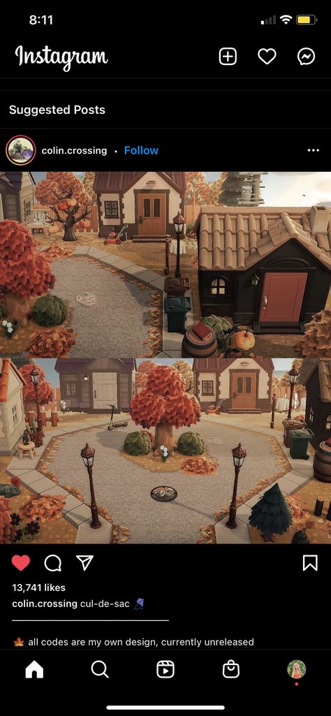 Culdesac Animal Crossing, Acnh Neighbourhood Designs, Stars Hallow Animal Crossing, Animal Crossing Seasonal Area, Acnh Neighborhoods Design, Acnh Flat Island Designs, Circle Neighborhood Animal Crossing, New England Animal Crossing, Culdesac Neighborhood Acnh