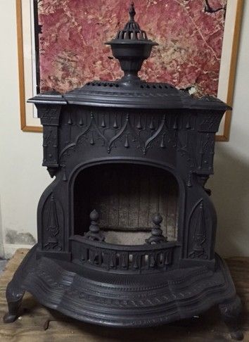 Victorian Stove, Fireplace Construction, Franklin Stove, Antique Cast Iron Stove, Antique Wood Stove, Parlour Stove, Attic Studio, Flaming Heart, Victorian Home Decor