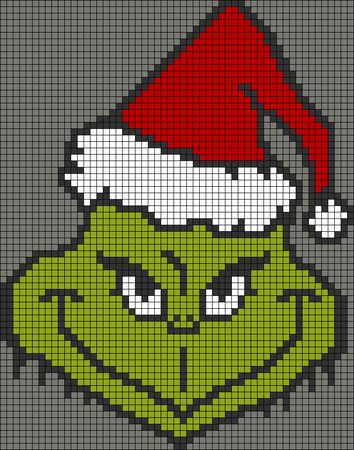 Alpha pattern #58479 | BraceletBook Christmas Crochet Pixel Grid, Cross Stitch Grinch Patterns, Grinch Knitting Pattern, Grinch Alpha Pattern, Grinch Cross Stitch Pattern Free, Plastic Canvas Grinch Patterns, The Grinch Cross Stitch, Grinch Perler Bead Patterns, Grinch Pixel Art