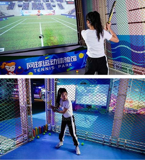 Sports Simulator, Vr Arcade, Indoor Tennis, Tennis Aesthetic, Tennis Games, Sport Games, Sports Technology, Game Machine, Sports Training