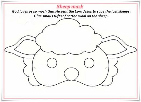 Sheep Mask, Sheep Face, Baby Dress Diy, Kids Sunday School Lessons, Baby Coloring Pages, Free Kids Coloring Pages, Paper Mache Animals, Eid Crafts, The Lost Sheep