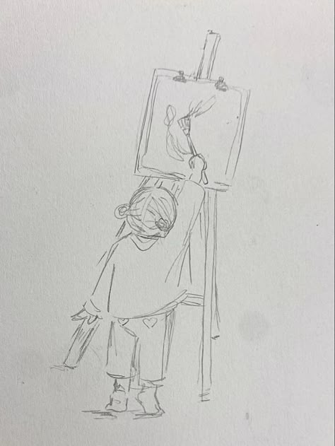 Skiching Drawing Ideas, Drawing Of Someone Drawing, Someone Sketching, Skiching Drawing, Wholesome Drawings, Girl Pencil Drawing, Dream Sketch, Human Sketch, Sketches Of People