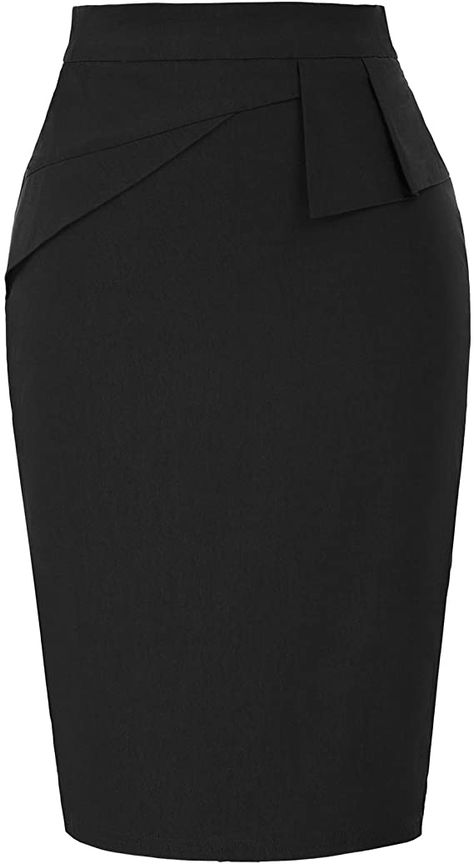 Pencil Midi Skirt, Skirt And Blouse For Office Wear, Office Skirt And Blouse Work Wear, Office Skirts Classy, Corporate Skirt, Long Black Pencil Skirt Outfit, Corporate Skirts, Corporate Skirt Styles, Luxury Knee-length Pencil Skirt For Work