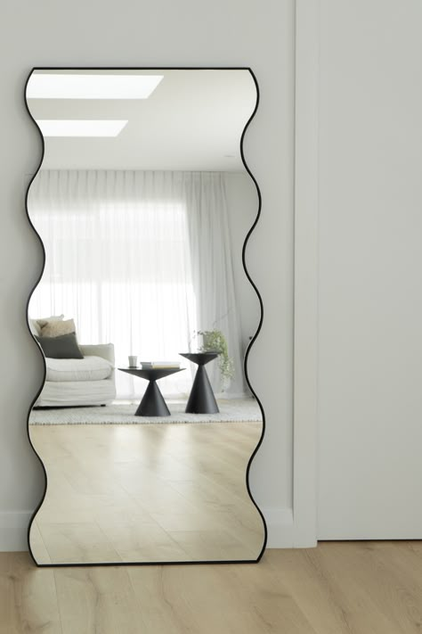 80s Interior Design, Flat Interior Design, Mirror Home Decor, Irregular Mirror, 80s Interior, Beautiful Bedrooms Master, Tall Mirror, Door Glass Design, Dream Apartment Decor