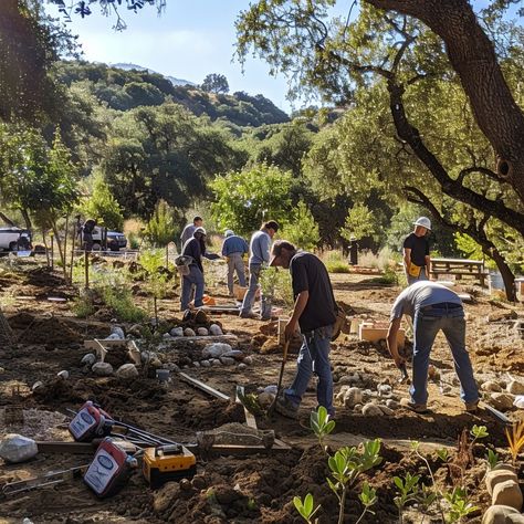 Community Gardening Effort: Volunteers engaged in a local community gardening project, working together to beautify a natural area. #volunteers #gardening #community #nature #teamwork #aiart #aiphoto #stockcake ⬇️ Download and 📝 Prompt 👉 https://stockcake.com/i/community-gardening-effort_808607_323987 Community Work Aesthetic, Community Outreach Aesthetic, Give Back To Community Ideas, Community Service Aesthetic, Volunteer Work Aesthetic, Volunteering Aesthetic, Taurus Midheaven, Dream Job Manifestation, Volunteer Inspiration