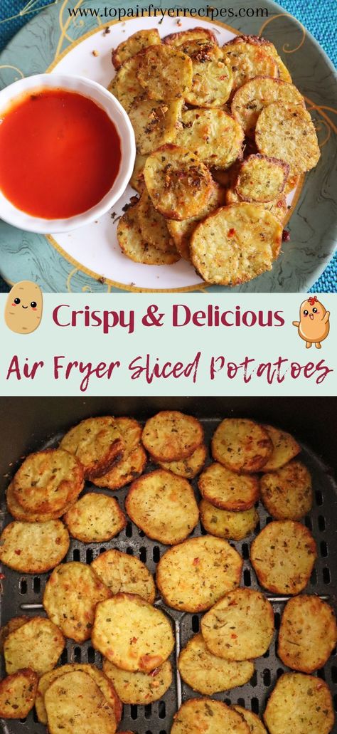 Air Fryer Sliced Potatoes Sliced Fried Potatoes, Crispy Potato Bites, Air Fry Potatoes, Fried Potatoes Recipe, Fruit And Vegetable Wash, Air Fryer Recipes Vegetarian, Air Fry Recipes, Potato Recipes Side Dishes, Air Fryer Dinner Recipes