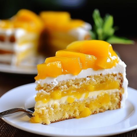 Fabulous Filipino Mango Cake | What's Cookin' Chicago Mango Cake Recipe Filipino, Nilaga Recipe, Filipino Mango, Mango Cake Recipe, Fruity Cake, Mango Cake, Dessert Cake Recipes, Pinoy Food, Chicken Tortilla