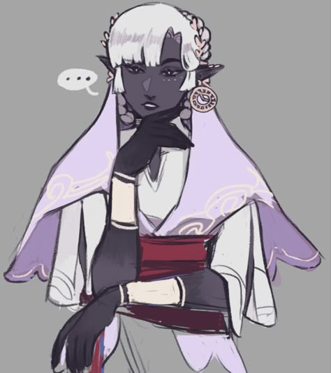 Drow Wizard Male, Dunmer Oc, D&d Food Ideas, Drow Dnd Art, Dnd Cleric Outfit, Cleric Tiefling, Drow Character Design, Drow Character Art, Drow Oc