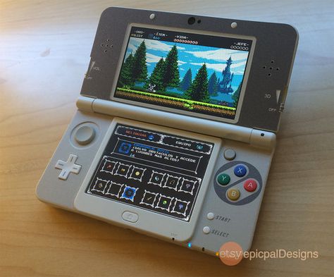 SNES Edition Decal for the New 3DS Not the XL by epicpalDesigns Nintendo Handheld, Video Game Storage, Diy Video Game, New 3ds Xl, Penny Arcade, Custom Consoles, New 3ds, Gamers Anime, Game Storage