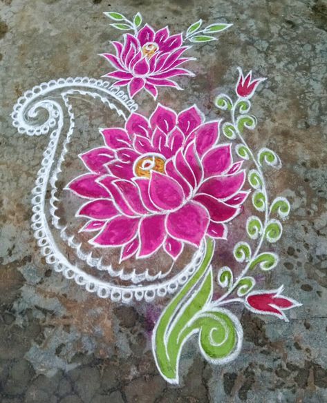 Marghazhi Kolam, Colourful Rangoli, New Rangoli, Rangoli Designs For Competition, Creative Rangoli, Dot Kolam, Lotus Rangoli, Design Rangoli, Rangoli Designs Photos