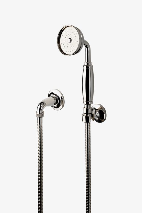 Easton 6" Showerhead with 8" Wall Mounted 45 Degree Shower Arm | Waterworks Unique Bathroom Faucets, Waterworks Bathroom, Bathtub Filler, Shower Water, Luxury Shower, Metal Cross, Bath Faucet, Lavatory Faucet, Shower Arm