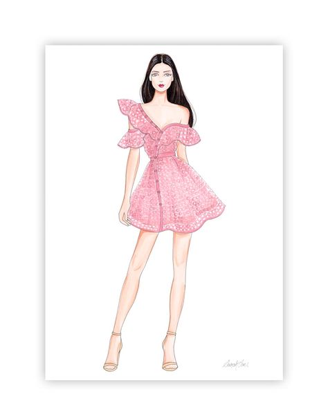 Short Dresses Sketch, Frock Illustration Fashion, Short Dress Drawing Sketches, Short Dress Sketch, Short Frock Fashion, Fashion Model Drawing, Fashion Dream Job, Fashion Illustration Tutorial, Fashion Illustration Collage