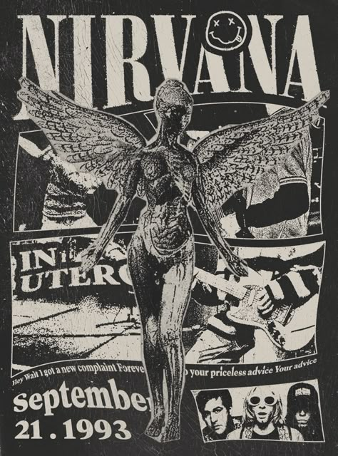 Band Posters For Wall, 90s Grunge Poster Prints, Vintage Nirvana Poster, Retro Posters Music, Cool Music Posters For Room, Posters To Print Aesthetic, Poster Vintage Retro Music, Band Wall Art, Her’s Band Poster