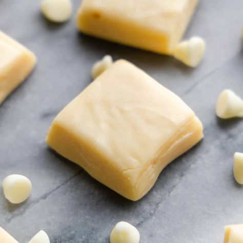 This foolproof vanilla fudge is velvety smooth and creamy every time. And it's made with just 4 ingredients in 5 minutes! Creamy Fudge Recipes, Easy Vanilla Fudge, Heath Bar Recipes, Creamy Fudge Recipe, Vanilla Fudge Recipe, Velveeta Fudge, Vanilla Fudge Recipes, Homemade Hot Fudge, Vanilla Fudge