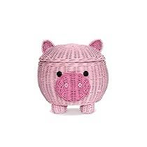 Cute Piggy, Seagrass Storage Baskets, Storage Baskets With Lids, Pink Basket, Rattan Storage, Pig Decor, Basket With Lid, Shelf Organizer, Cute Piggies