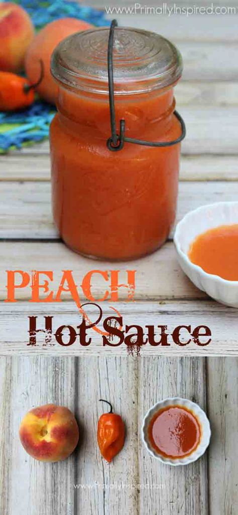 Peach Hot Sauce | Top (Delicious) Hot Sauce Recipes You Can Make Peach Hot Sauce, Hot Sauce Recipe, Homemade Hot Sauce, Habanero Hot Sauce, Hot Sauce Recipes, Fresh Peaches, Habanero Peppers, Savory Sauce, Jams & Jellies