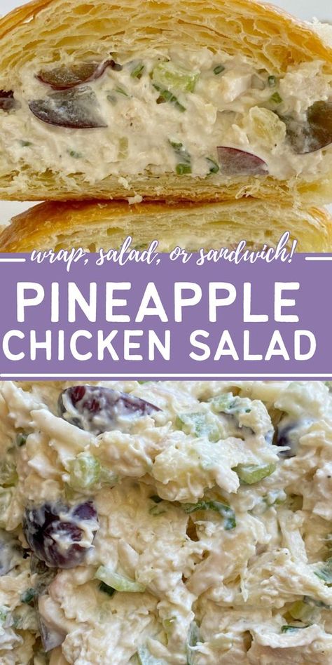 Pineapple Chicken Salad Sandwiches, Chicken Salad Recipe Pineapple, Chicken Salad With Pineapple Recipe, Chicken Salad Cream Cheese Recipe, Fruit Chicken Salad Recipe, Pineapple Mayo Sauce, Chicken Pineapple Salad Recipes, Chicken Salad With Cream Cheese And Mayo, How To Serve Chicken Salad