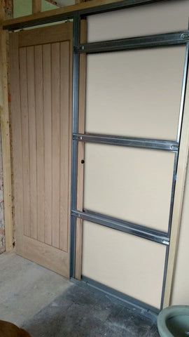 How to Install a Rocket Pocket Door | Rocket Door Frames Bathroom Pocket Door Ideas, Pocket Doors Diy, How To Install A Pocket Door, Diy Pocket Door, Pocket Doors Bathroom, Pocket Door Installation, Pocket Door System, Wooden Glass Door, Sliding Pocket Door