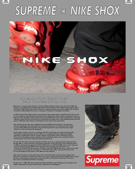 SUPREME POSTER 🔥 Supreme Magazine, Supreme Poster, Streetwear Posters, Supreme Nike, Vintage Poster Design, Retro Advertising, Nike Shox, Print Advertising, Vintage Advertisement