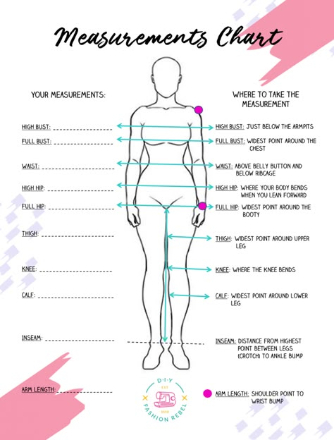 Body Measurements For Sewing, Measurements For Sewing, Sewing Measurements, Body Measurement Chart, Measurements Chart, Sewing Clothes Women, Fashion Design Patterns, Fashion Sewing Tutorials, Body Measurement