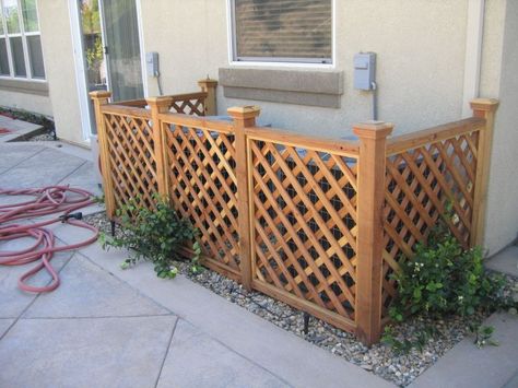 Perfect for side of the house to hide the AC unit!! Cedar Screen, Air Conditioner Screen, Ac Cover, Patio Projects, Home Design Software, Privacy Screen Outdoor, Outdoor Privacy, Yard Project, Side Yard