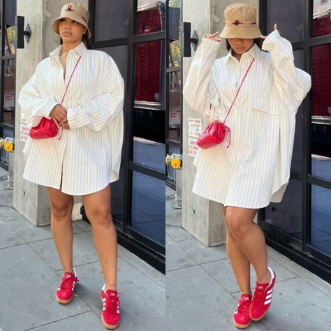 Red Dress White Sneakers, Kaila Kake Outfits, Sneakers Outfit Casual, Girls Winter Fashion, Mode Kimono, Short Women Fashion, Effortlessly Chic Outfits, Classy Casual Outfits, Streetwear Fashion Women